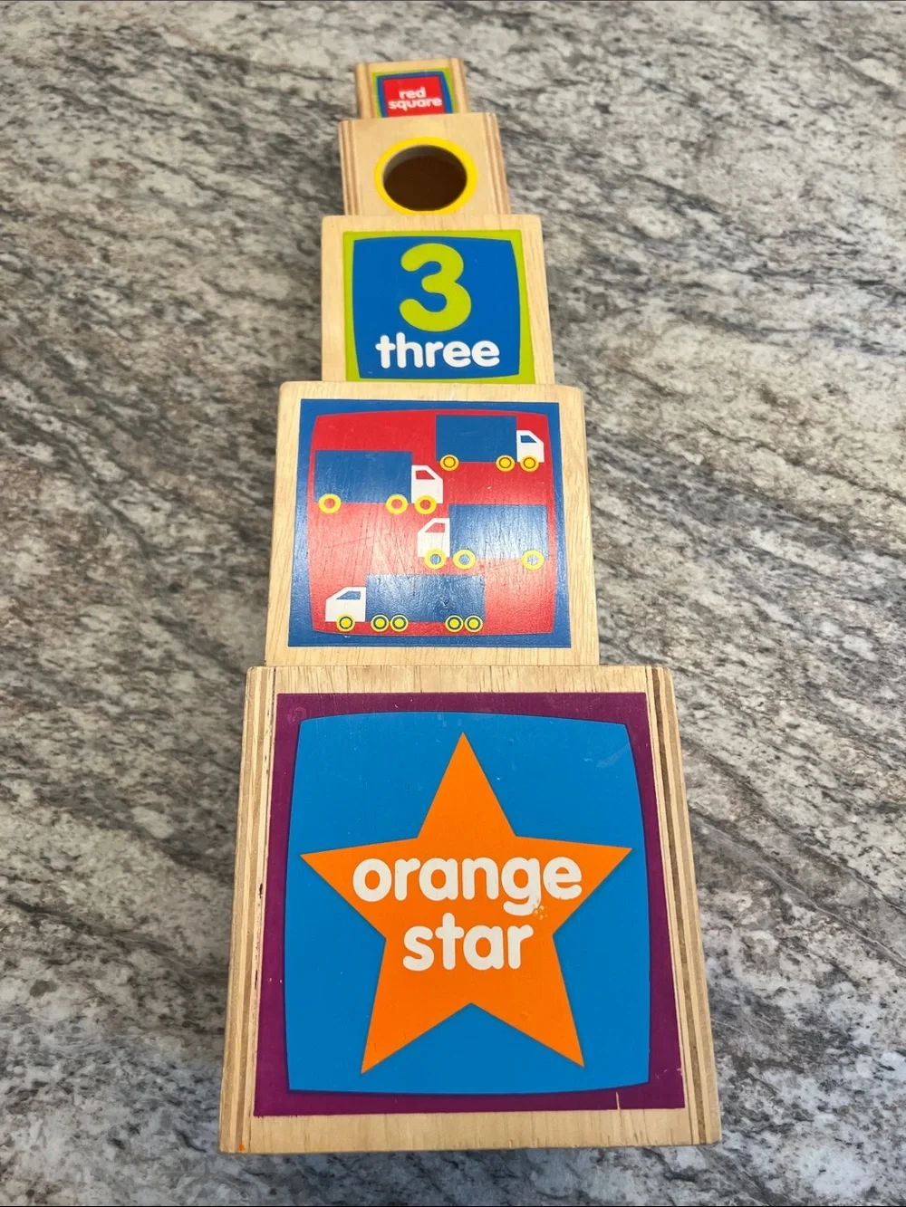 Wooden Stacking Blocks Numbers Shapes and Colors EUC